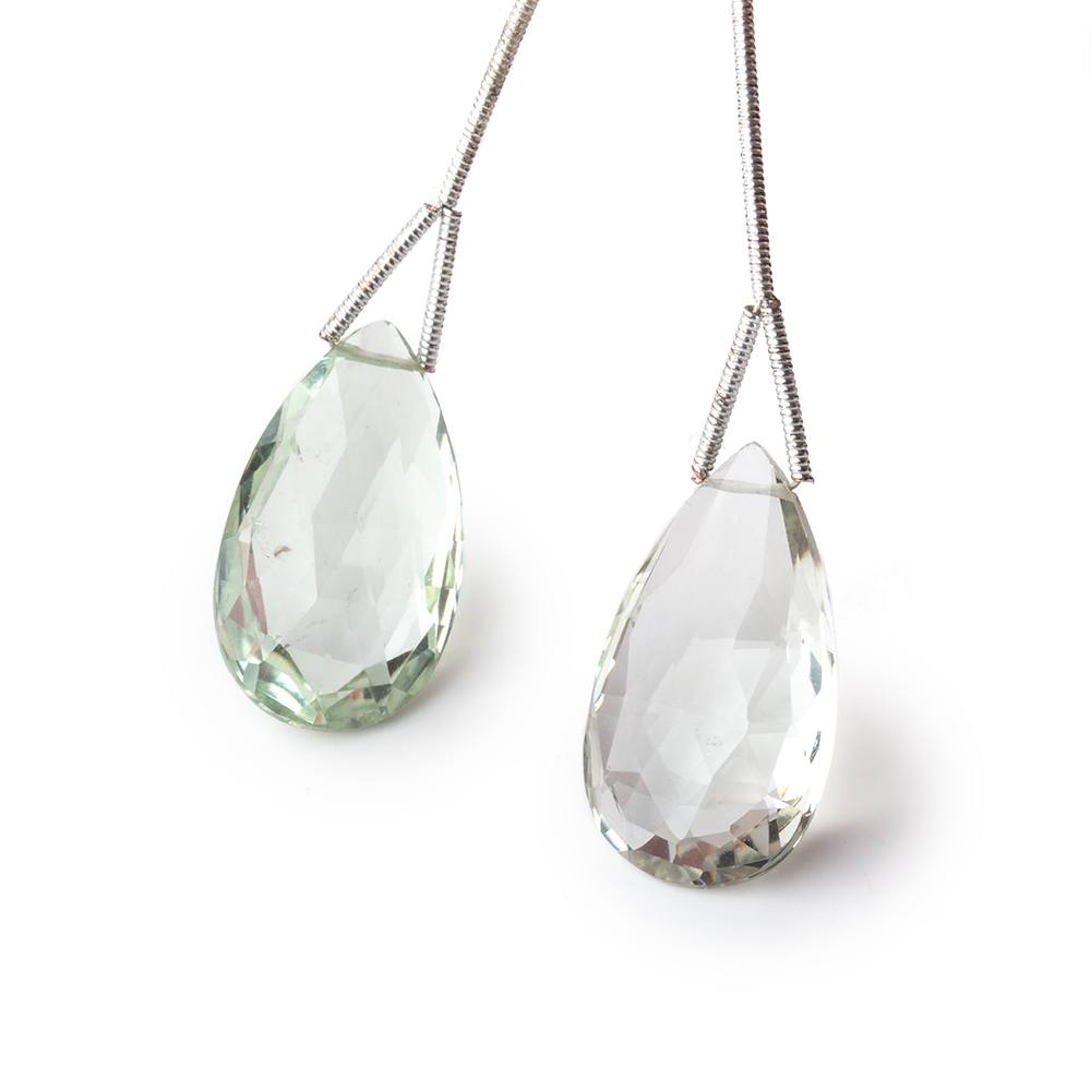 24-25mm Prasiolite Faceted Pear Set of 2 Focal Beads - Beadsofcambay.com