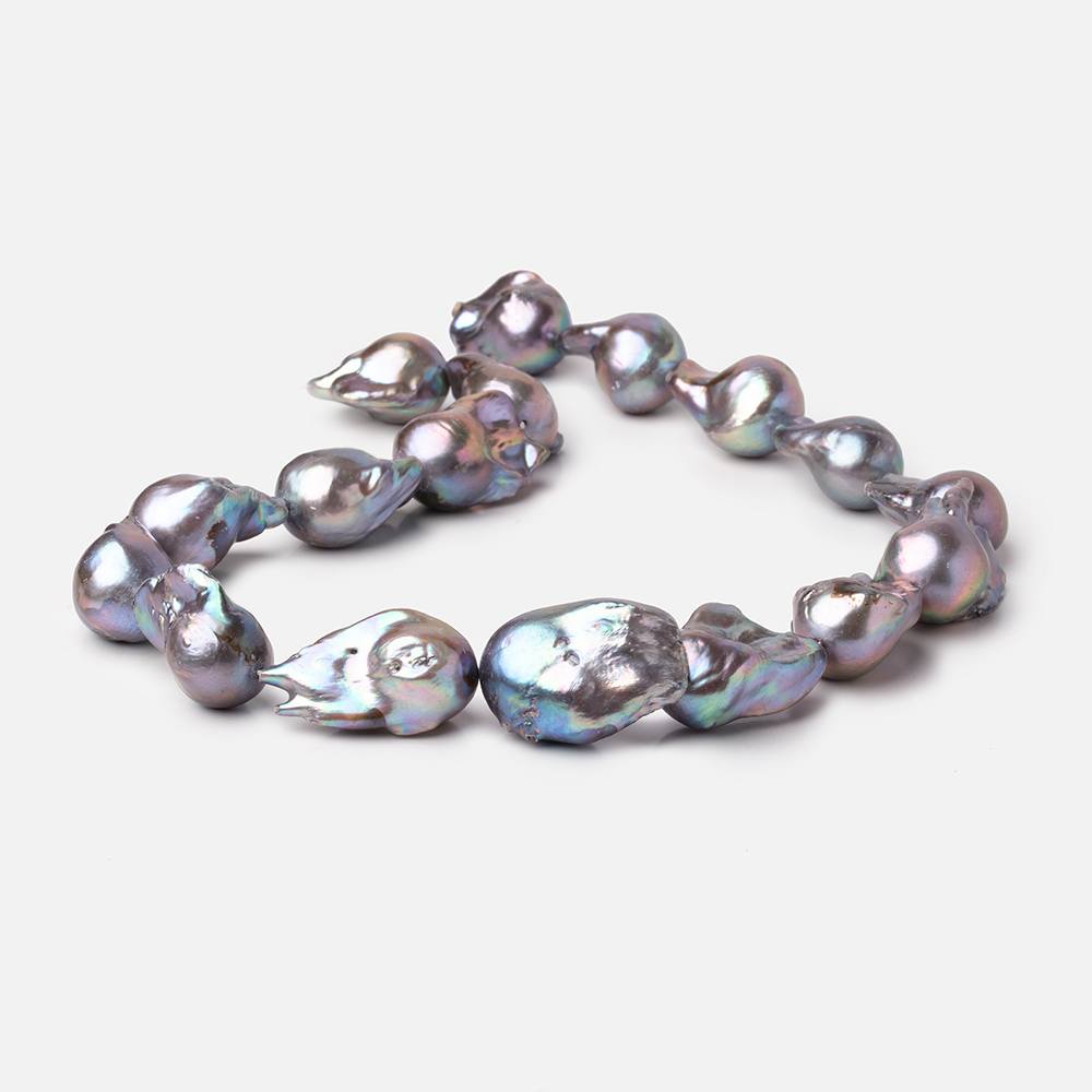 24-31mm Lilac Silver Ultra Baroque Freshwater Pearls 18 inch 17 Beads AA - Beadsofcambay.com