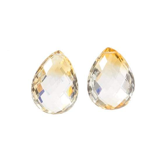 24.5x17.5mm Citrine faceted pear focal Bead Set of 2 - Beadsofcambay.com