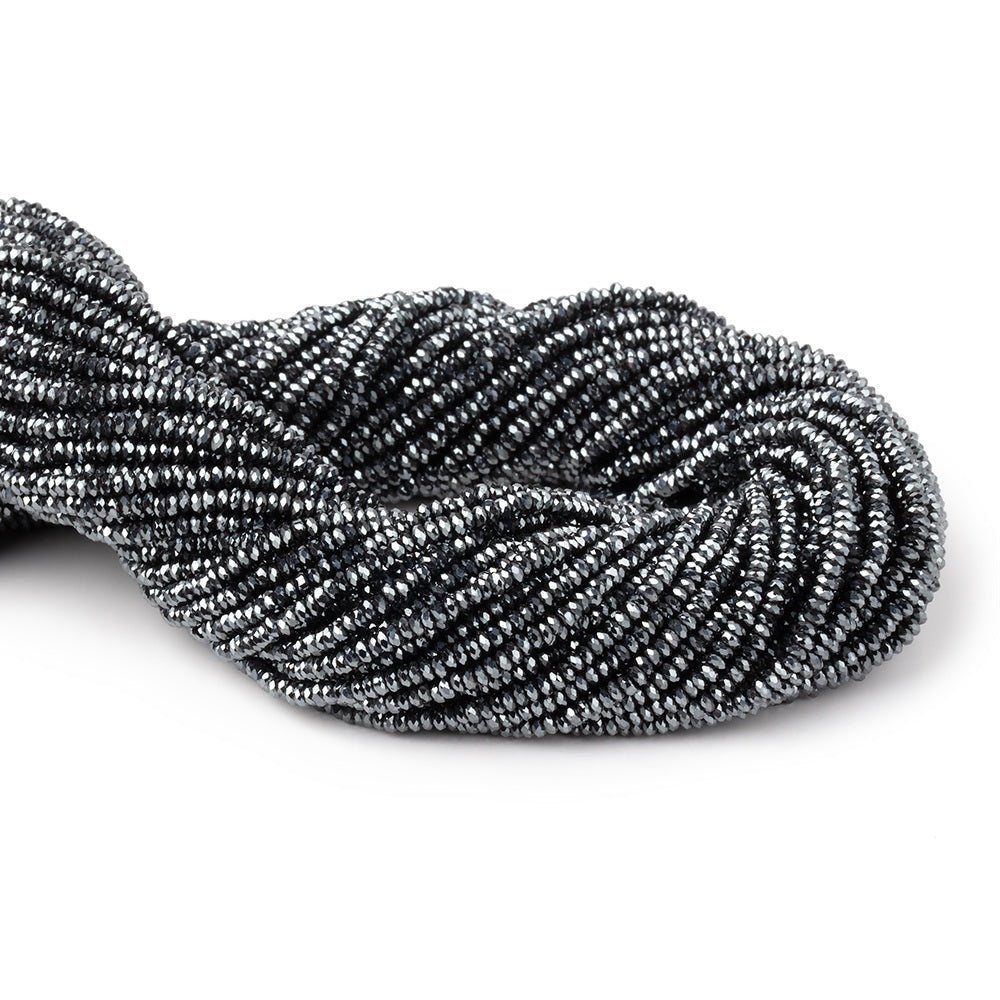 2.4mm Hematite Micro Faceted Heshi 12.5 inch 250 Beads AA - Beadsofcambay.com