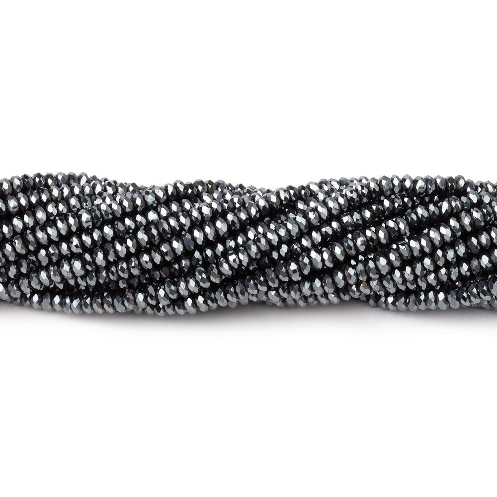 2.4mm Hematite Micro Faceted Heshi 12.5 inch 250 Beads AA - Beadsofcambay.com
