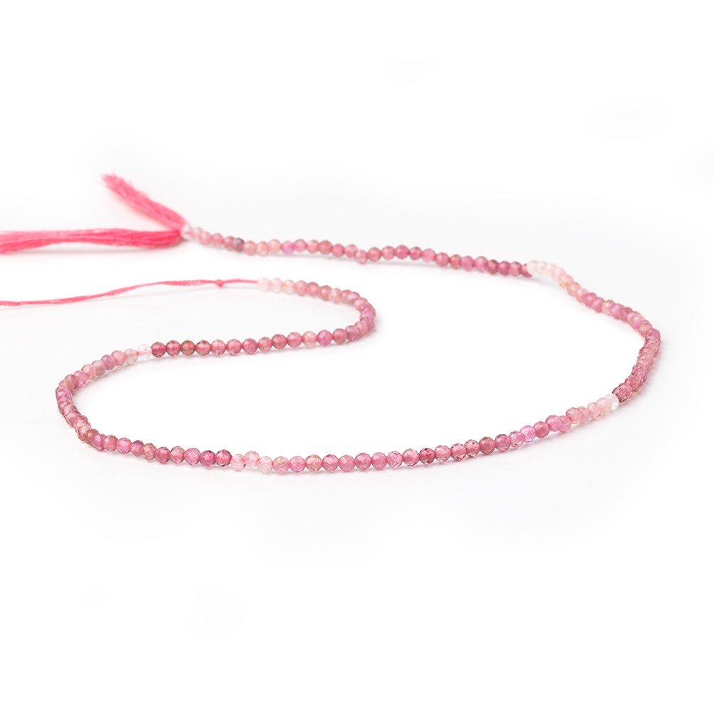 2.4mm Pink Tourmaline Micro Faceted Round Beads 12.5 inch 144 pieces - Beadsofcambay.com