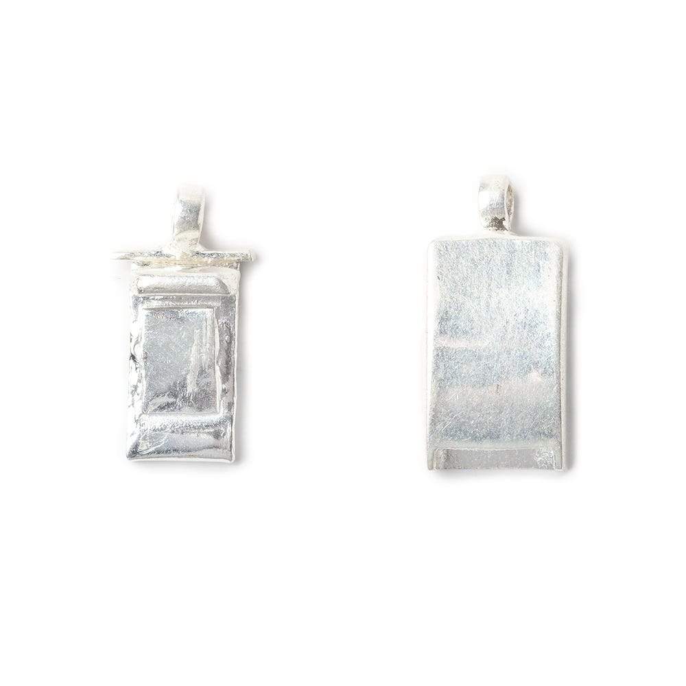 24mm Sterling Silver plated Box Clasp Curved Plain Rectangle Design 1 piece - Beadsofcambay.com