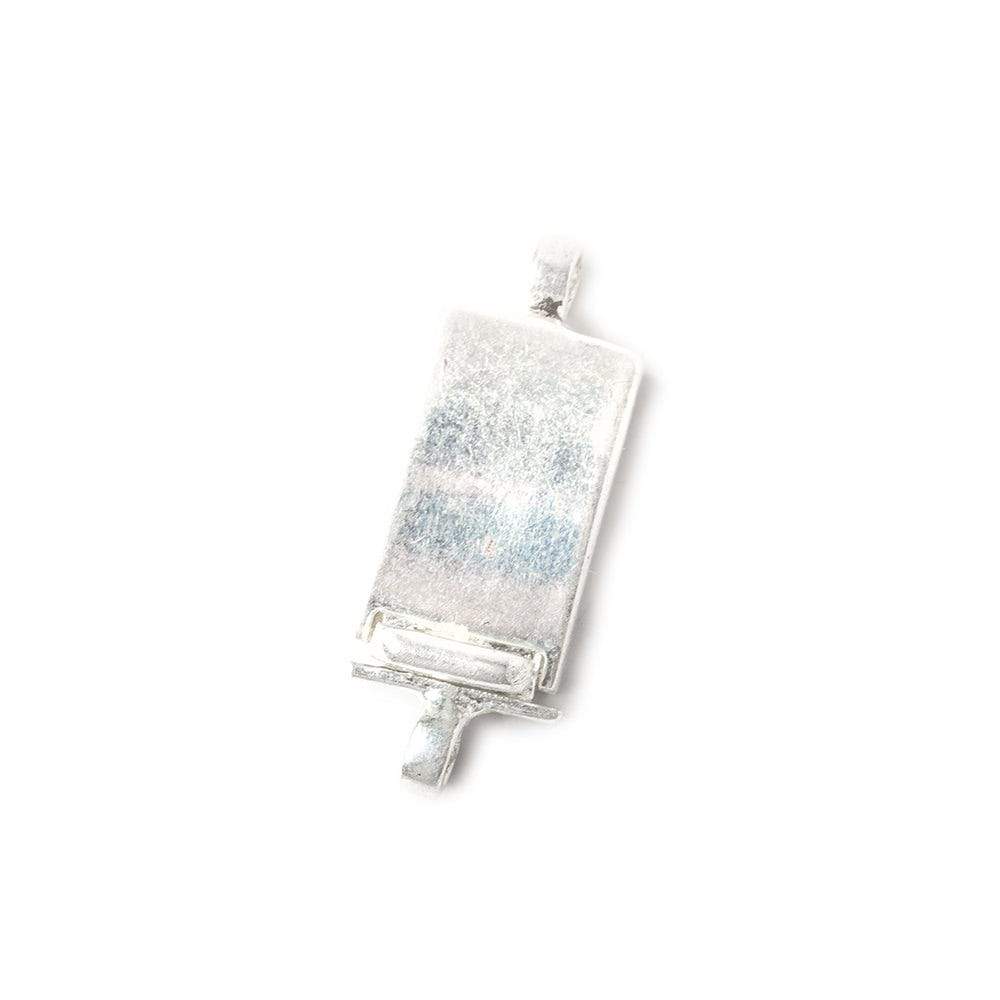 24mm Sterling Silver plated Box Clasp Curved Plain Rectangle Design 1 piece - Beadsofcambay.com