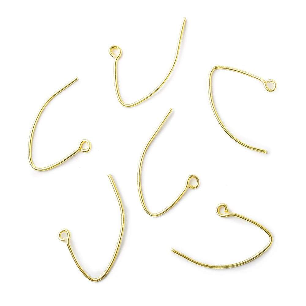 24mm Vermeil Earwire Bowed, 10 pieces - Beadsofcambay.com