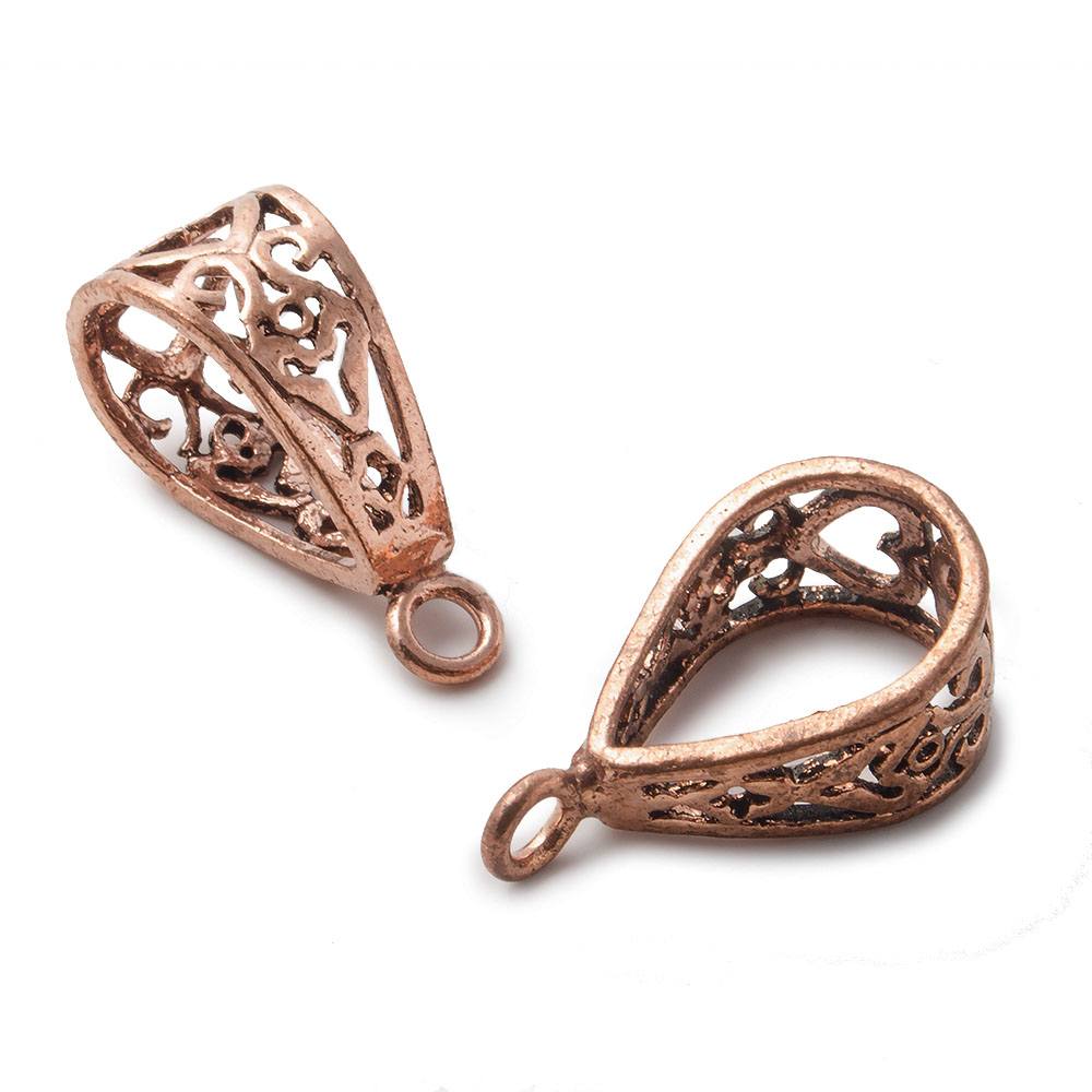 24x10mm Copper Bail Art Deco Design Set of 2 - Beadsofcambay.com