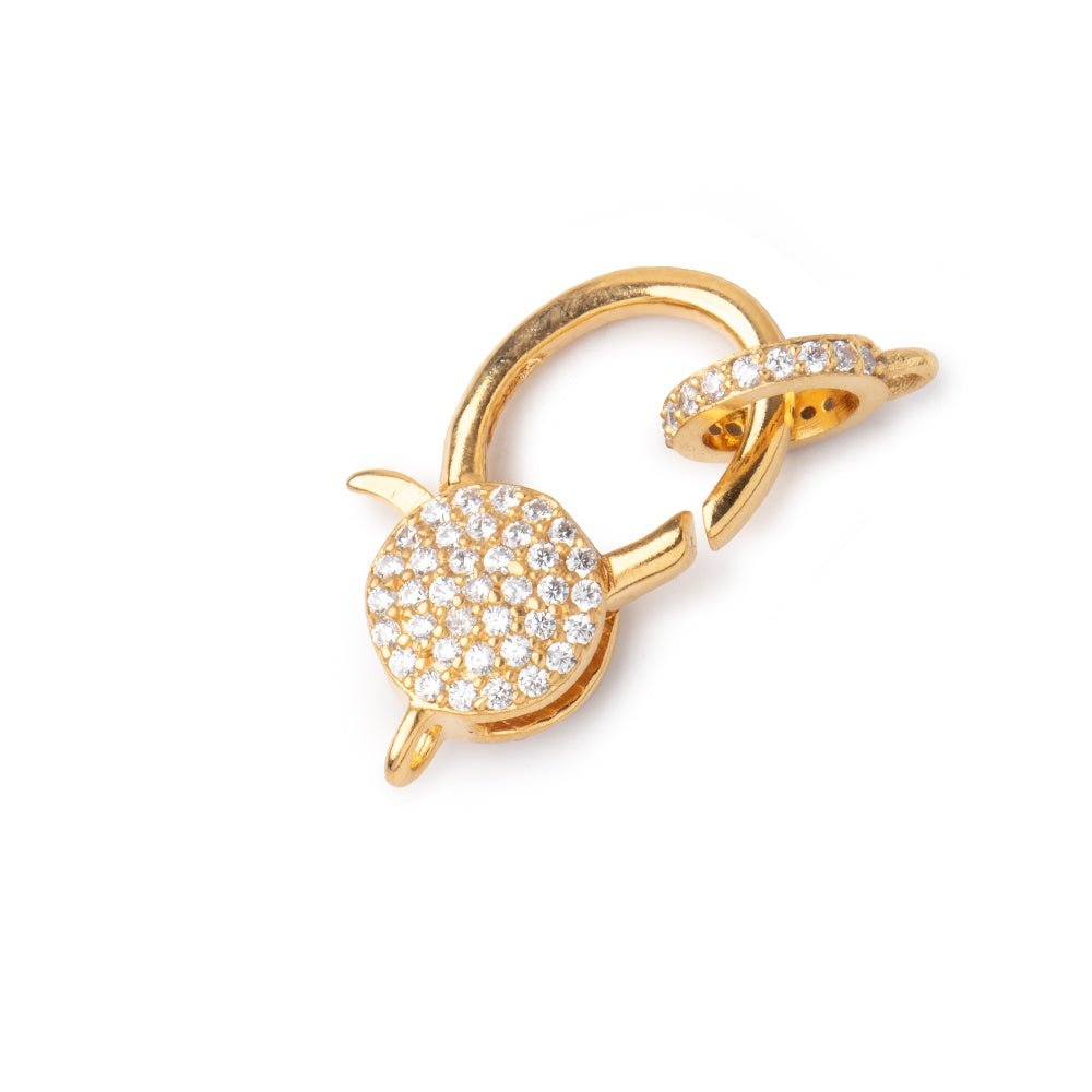 24x12mm Vermeil CZ Coin Clasp with CZ Ring 1 piece - Beadsofcambay.com
