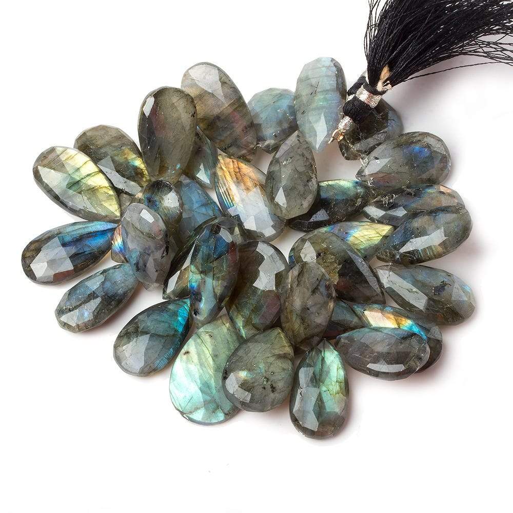 24x13-28x17mm Labradorite faceted pear briolette beads 7 inch 34 pieces A - Beadsofcambay.com
