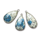 24x14mm Black Gold .925 Silver Bezel K2 Granite & Azurite faceted Pear Pendant 1 piece - Beadsofcambay.com