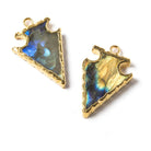 24x16mm Gold Leaf Edged Labradorite Arrowhead Pendant 1 piece - Beadsofcambay.com