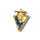 24x16mm Gold Leaf Edged Labradorite Arrowhead Pendant 1 piece - Beadsofcambay.com