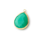 24x16mm Vermeil Bezeled Green Onyx faceted Pear Focal Pendant 1 piece - Beadsofcambay.com