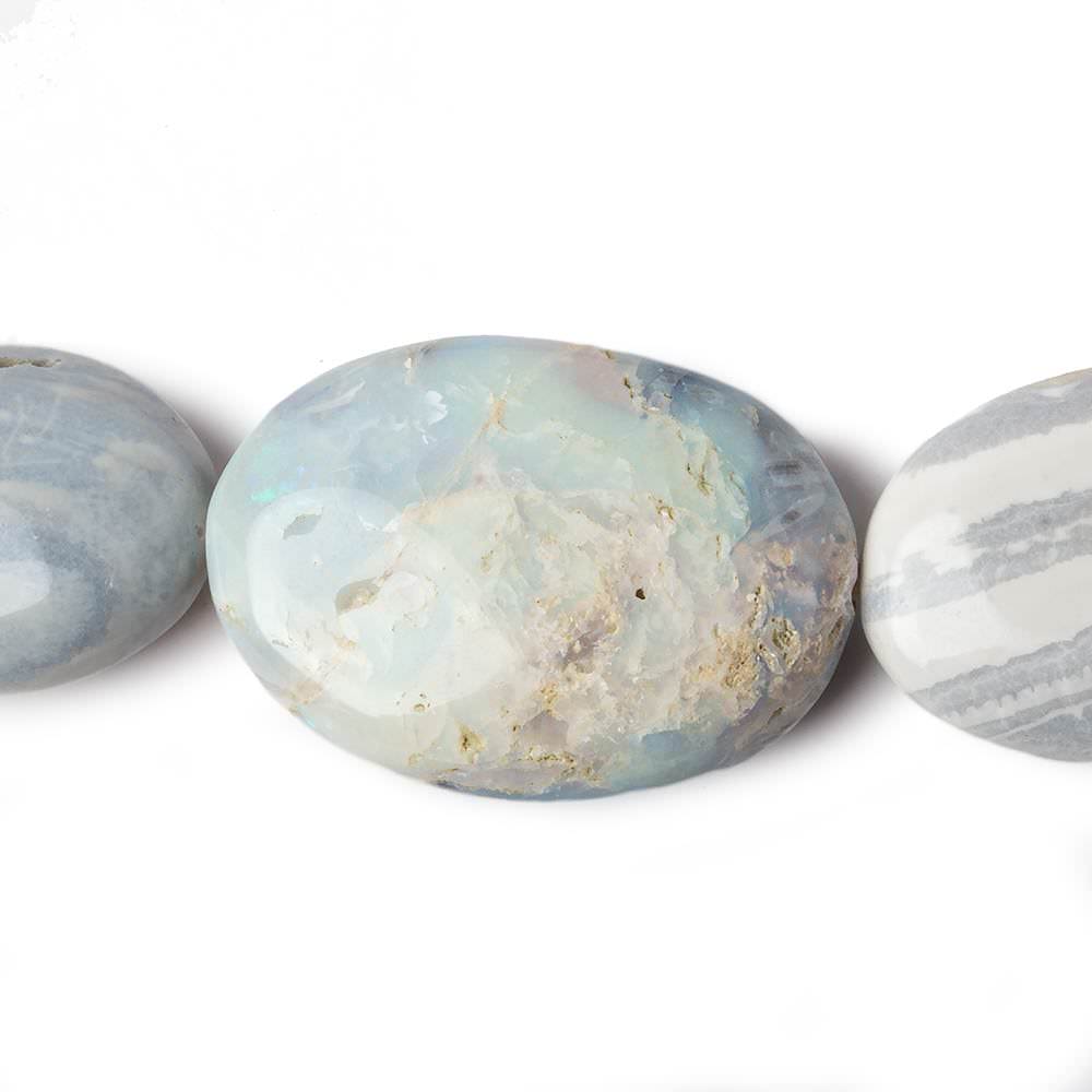 24x17-33x21mm Australian Blue Grey Opal Plain Oval Beads 19 inch 19 pieces - Beadsofcambay.com