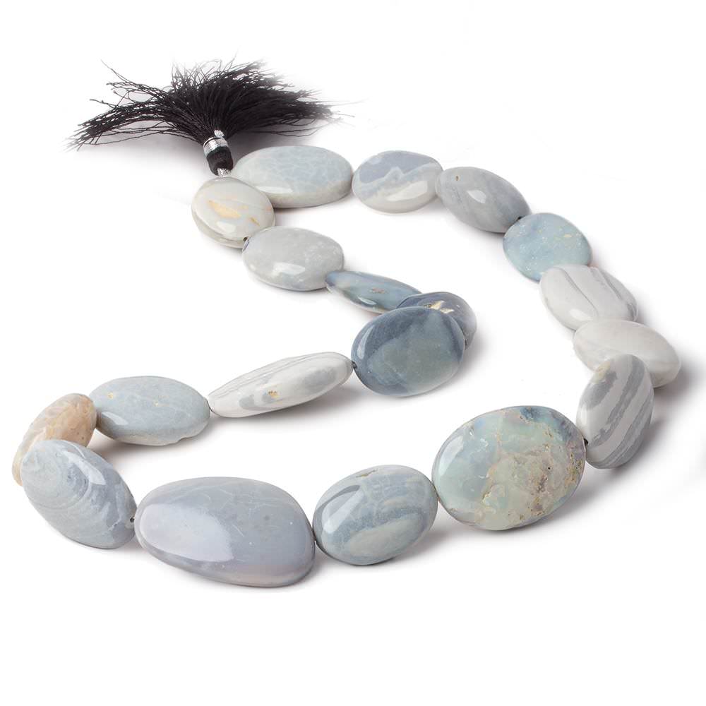 24x17-33x21mm Australian Blue Grey Opal Plain Oval Beads 19 inch 19 pieces - Beadsofcambay.com