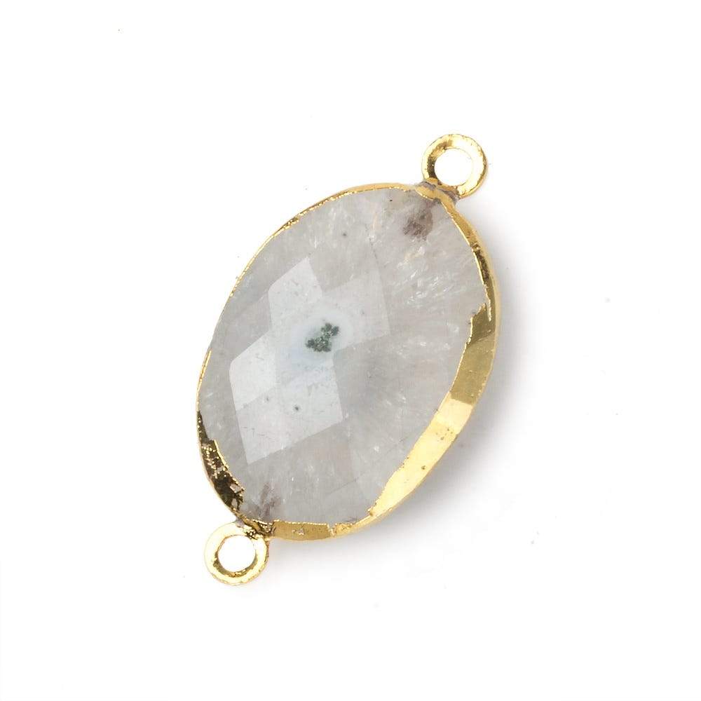 24x17mm 22kt Gold Leafed Natural Stalactite Solar Quartz Oval Connector 1 piece - Beadsofcambay.com