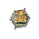 24x21mm Black Gold CZ Bezel Labradorite Hexagon Connector 1 Focal Bead - Beadsofcambay.com