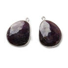 24x21mm Silver .925 Bezel Ruby faceted free shape Pendant Set of 2 pieces - Beadsofcambay.com