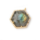24x21mm Vermeil CZ Bezel Labradorite Hexagon Pendant 1 Focal Bead - Beadsofcambay.com