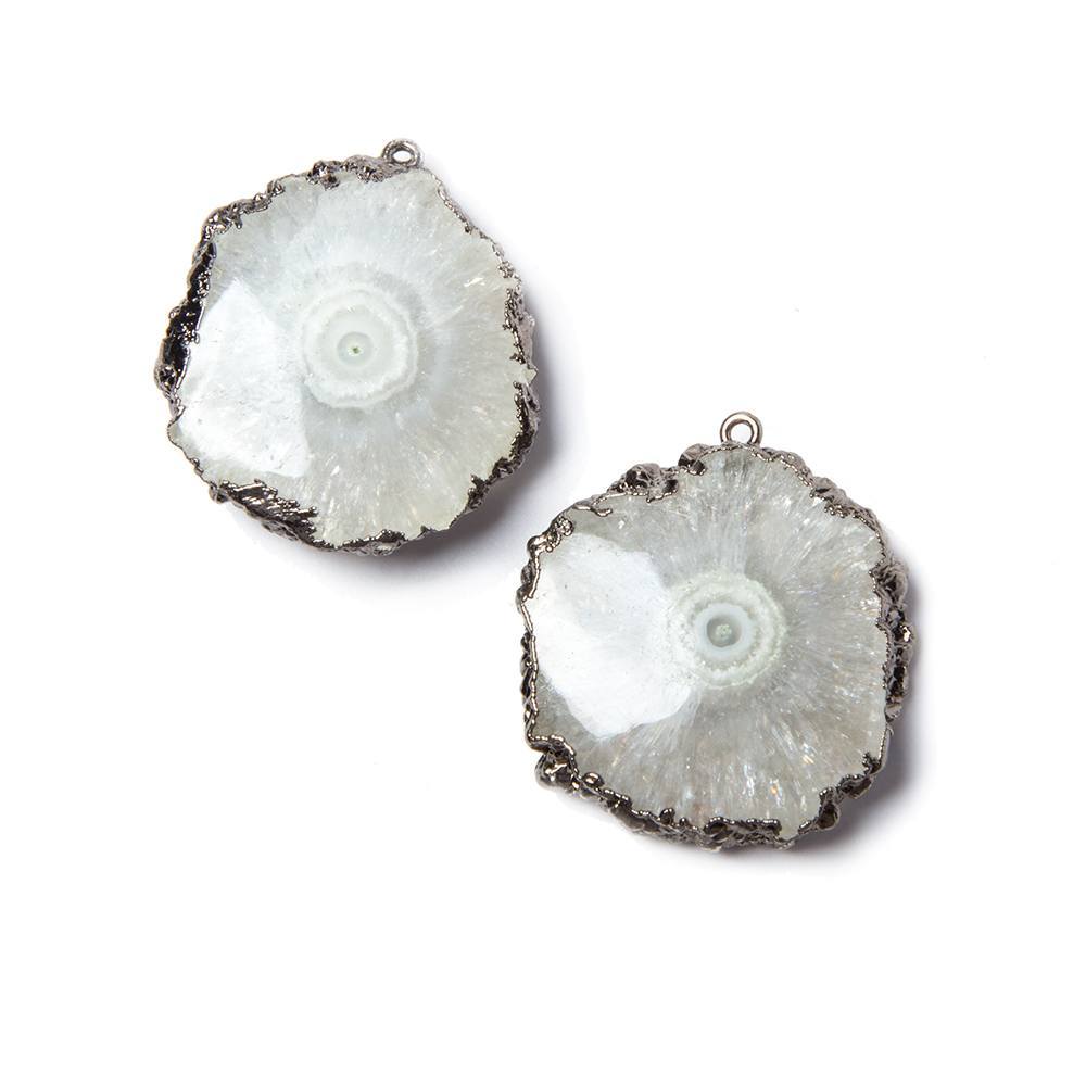 24x22mm Black Gold Leaf Edged Solar Quartz Stalactite Pendant Set of 2 - Beadsofcambay.com