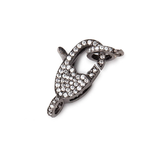 24x9mm Black Gold over .925 Pave CZ Oval Lobster Clasp with CZ Ring 1 piece - Beadsofcambay.com