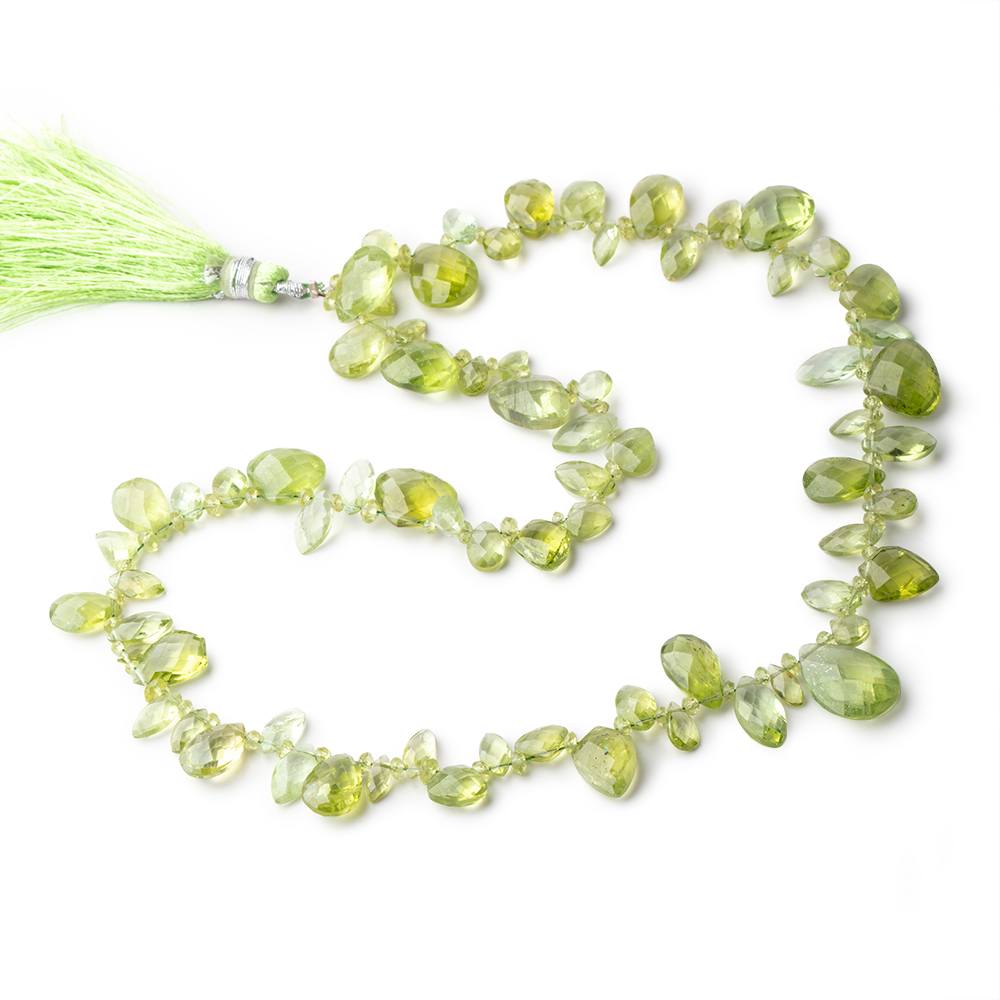 2.5-15x10mm Peridot Multiple Shape Beads 16 inch 46 pieces - Beadsofcambay.com