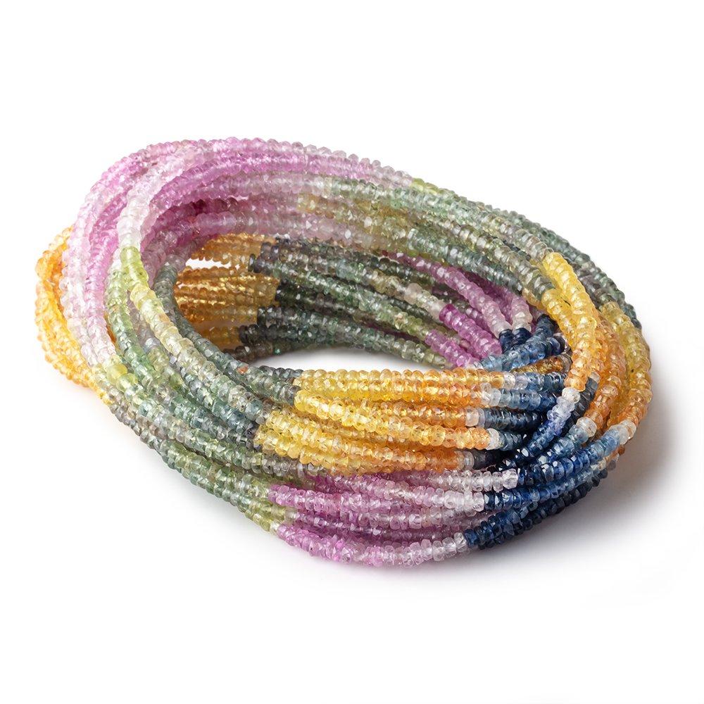 2.5-3.5mm Multi Color Sapphire Faceted Rondelle Beads 15 inch 268 pieces - Beadsofcambay.com