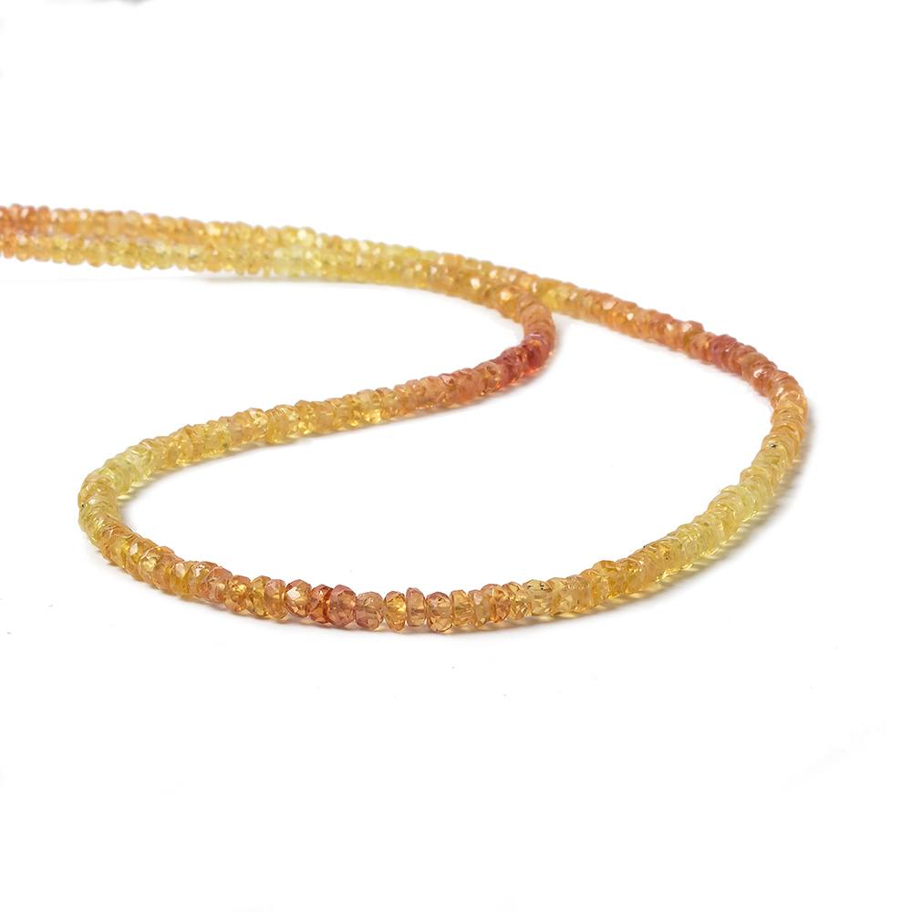 2.5-3.5mm Orange & Yellow Songea Sapphire rondelles 16 inch 225 beads AA - Beadsofcambay.com