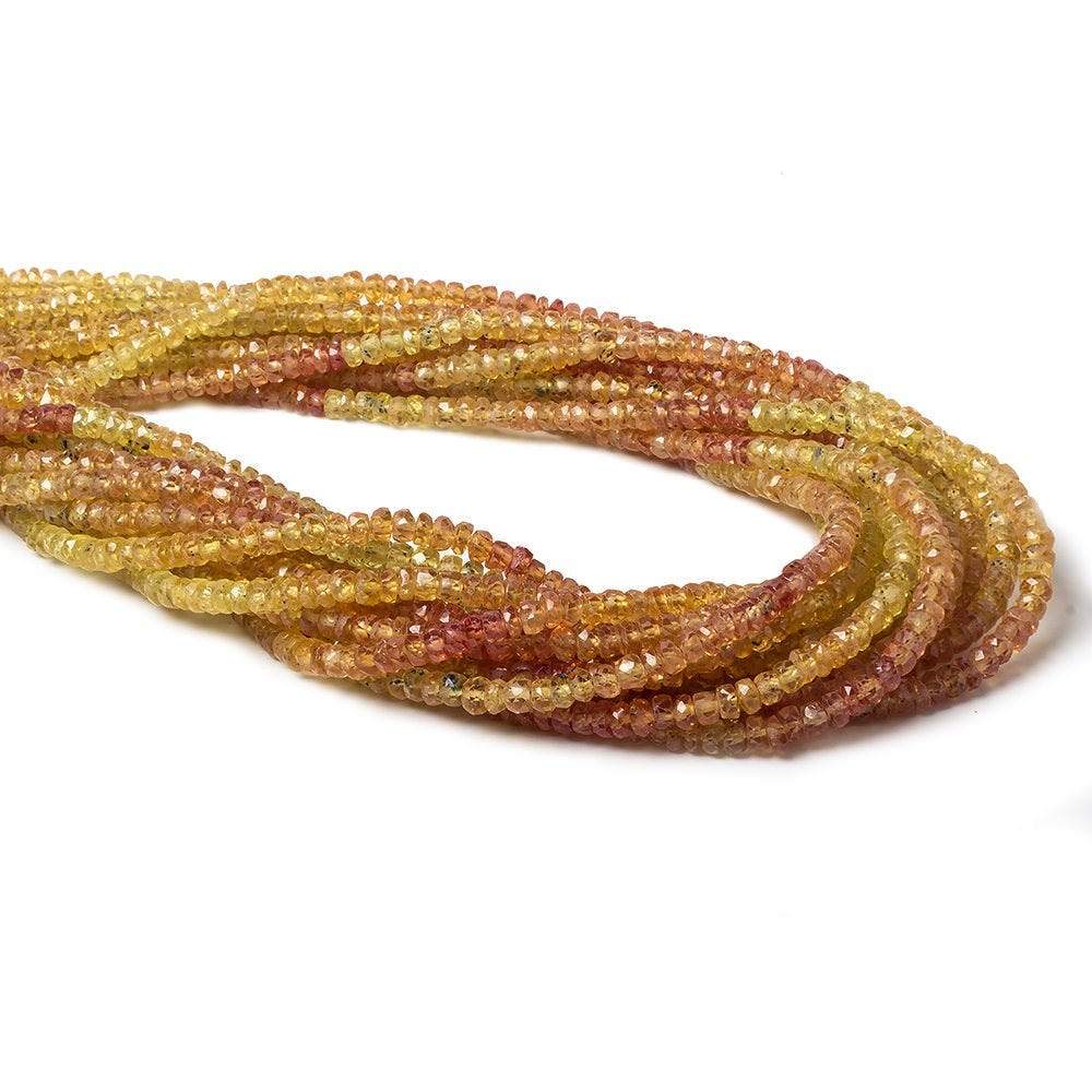 2.5-3.5mm Orange & Yellow Songea Sapphire rondelles 16 inch 225 beads AA - Beadsofcambay.com