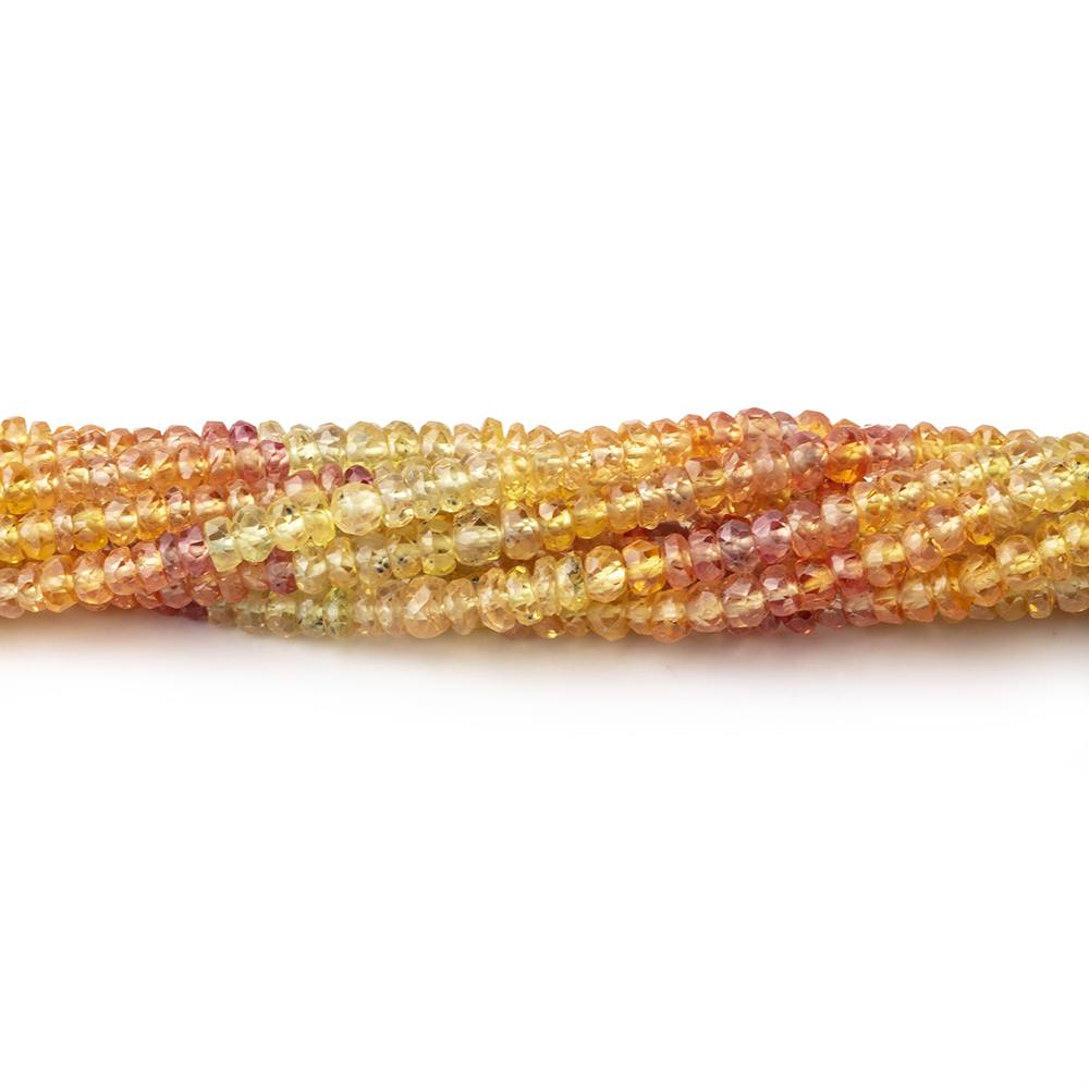 2.5-3.5mm Yellow & Orange Sapphire Faceted Rondelles 18 inch 300 Beads AA - Beadsofcambay.com