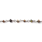 3-4mm Black Ethiopian Opal plain rondelle Black Gold on Silver .925 Chain - Beadsofcambay.com