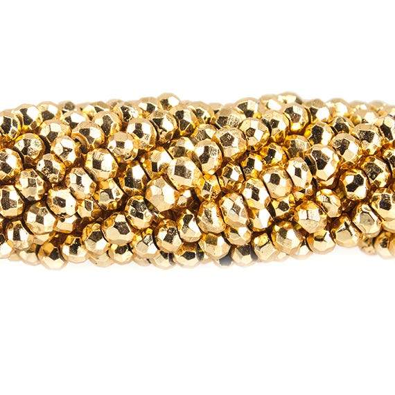 2.5-3mm Gold plated Pyrite Faceted Rondelle Beads 13 inch 155 pieces - Beadsofcambay.com