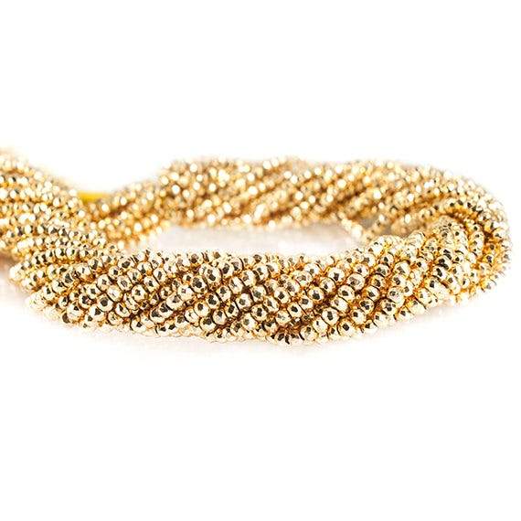 2.5-3mm Gold plated Pyrite Faceted Rondelle Beads 13 inch 155 pieces - Beadsofcambay.com
