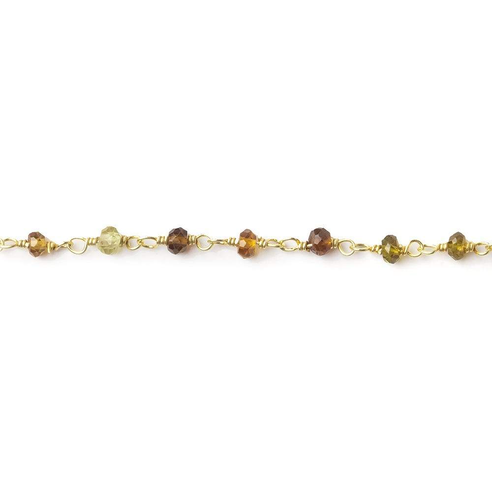 2.5-3mm Green & Brown Tourmaline Vermeil Chain by the foot - Beadsofcambay.com