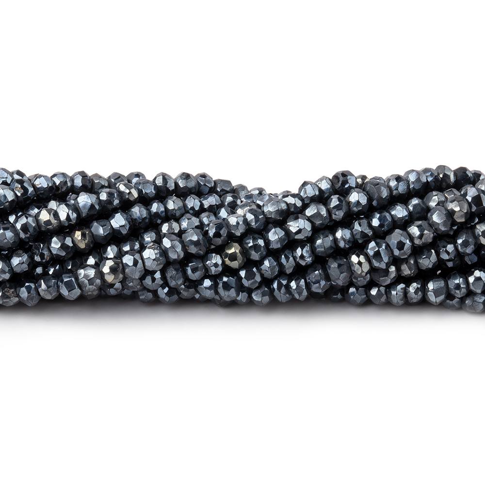 BeadsofCambay 2.5-3mm Metallic Black Spinel Beads Faceted Rondelle 13.25 inch 154 pieces