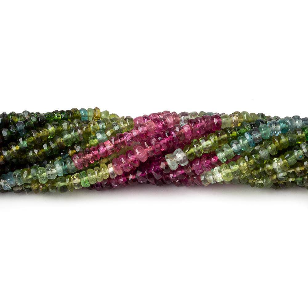 2.5-3mm Multi Color Tourmaline Faceted Rondelle Beads 14.5 inch 220 pieces - Beadsofcambay.com