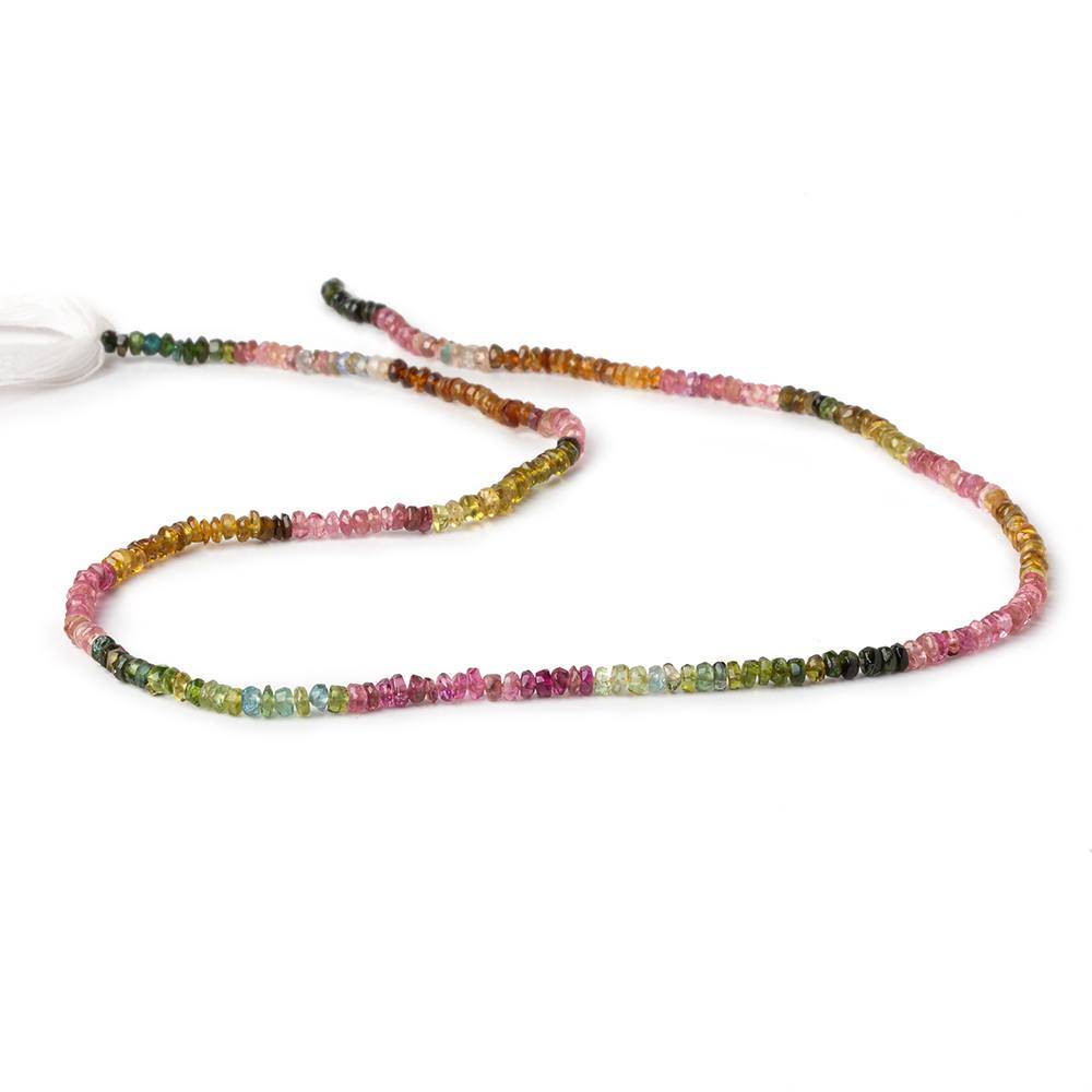 2.5-3mm Multi Color Tourmaline Faceted Rondelle Beads 14.5 inch 220 pieces - Beadsofcambay.com