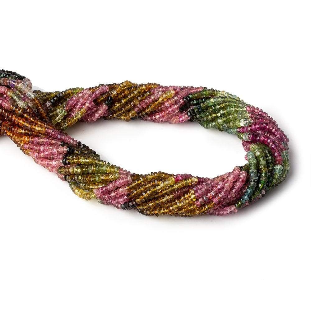 2.5-3mm Multi Color Tourmaline Faceted Rondelle Beads 14.5 inch 220 pieces - Beadsofcambay.com