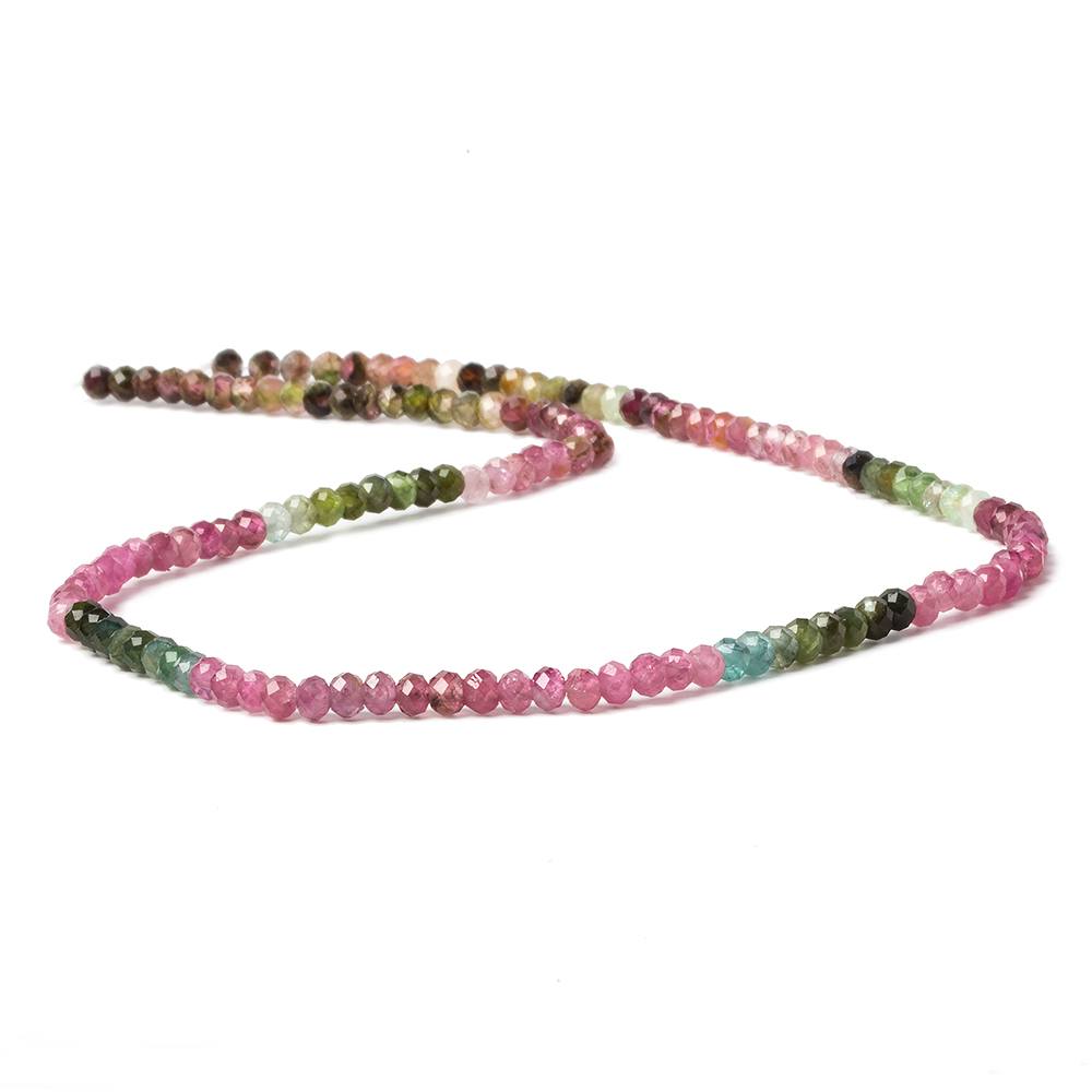 2.5-3mm Multi Color Tourmaline micro faceted rondelle beads 12.5 inch 115 pieces - Beadsofcambay.com