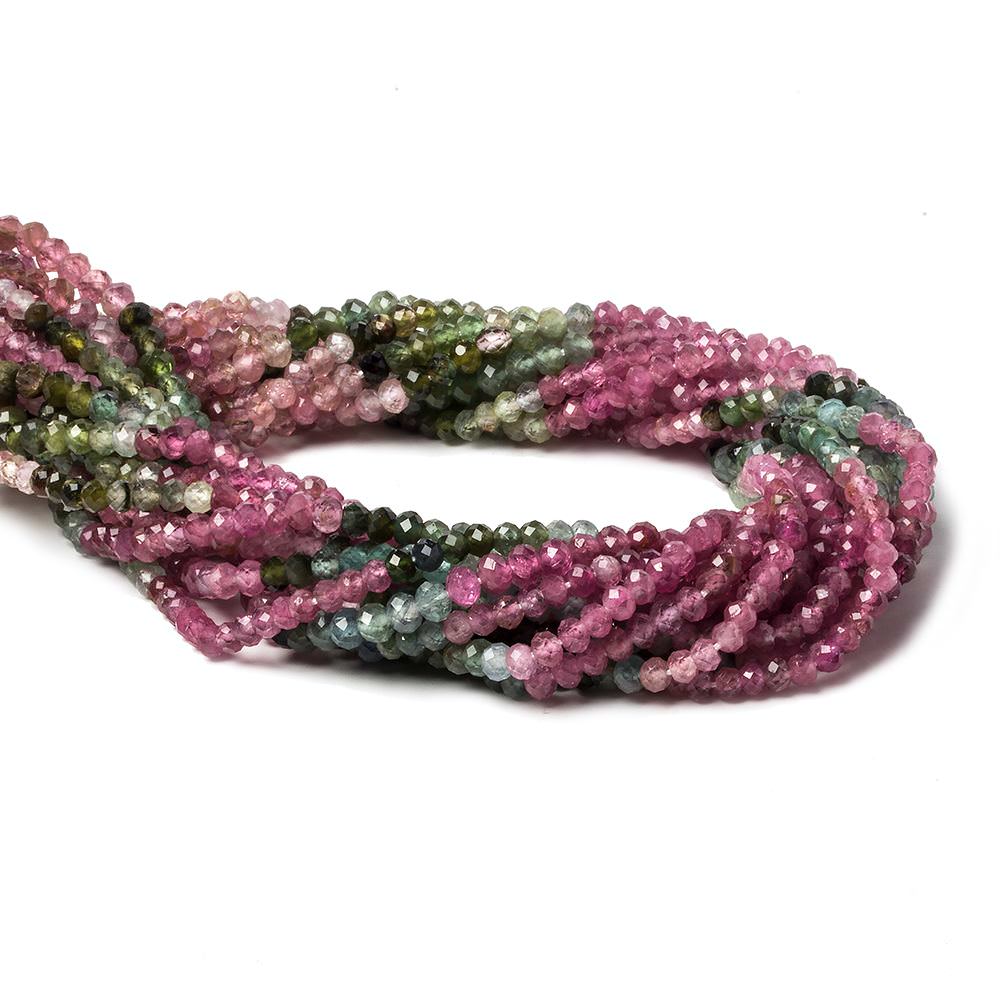 2.5-3mm Multi Color Tourmaline micro faceted rondelle beads 12.5 inch 115 pieces - Beadsofcambay.com