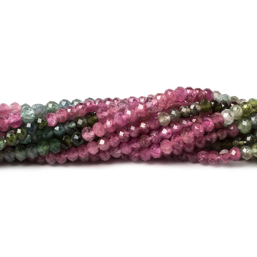 2.5-3mm Multi Color Tourmaline micro faceted rondelle beads 12.5 inch 115 pieces - Beadsofcambay.com