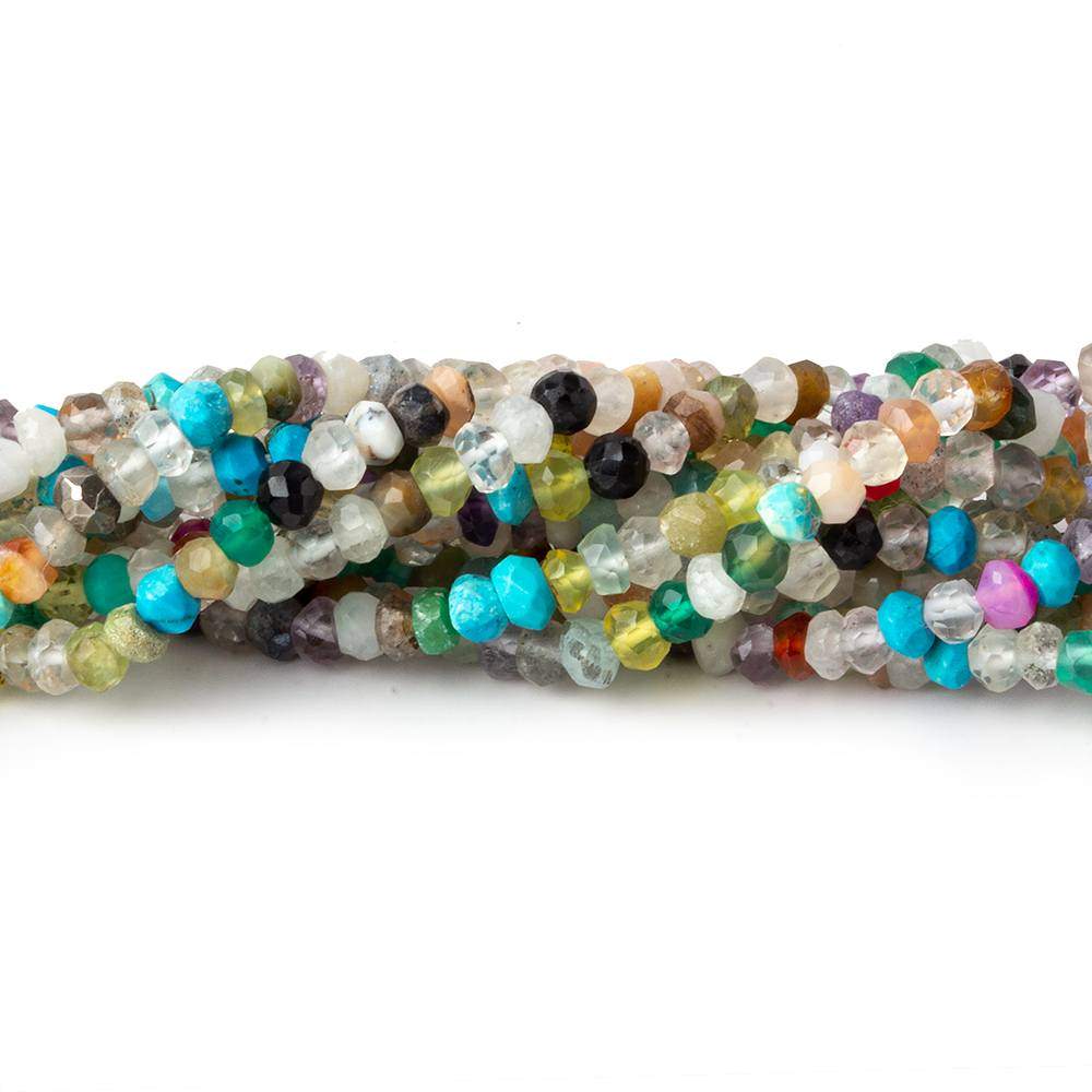 2.5-3mm Multi Gemstone Faceted Rondelle Beads 13 inch 120 pieces - Beadsofcambay.com