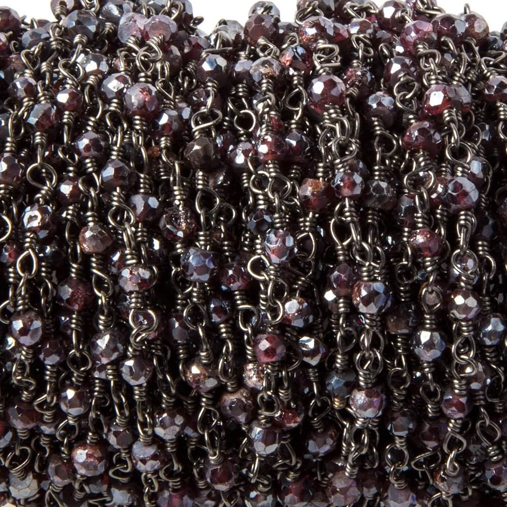 2.5-3mm Mystic Rhodolite Garnet Black Gold Chain by the foot 38 pieces - Beadsofcambay.com