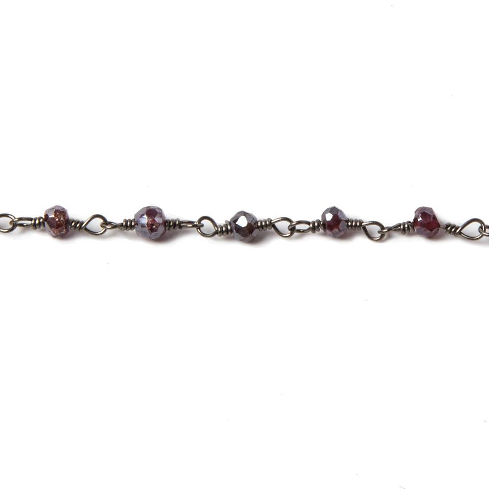 2.5-3mm Mystic Rhodolite Garnet Black Gold Chain by the foot 38 pieces - Beadsofcambay.com