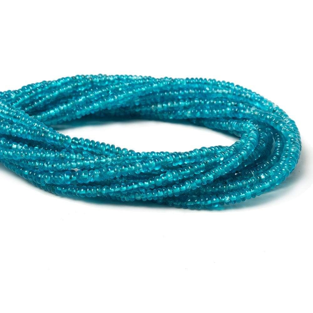 2.5-3mm Neon Blue Apatite Plain Rondelle Beads 13 inch 225 pieces - Beadsofcambay.com