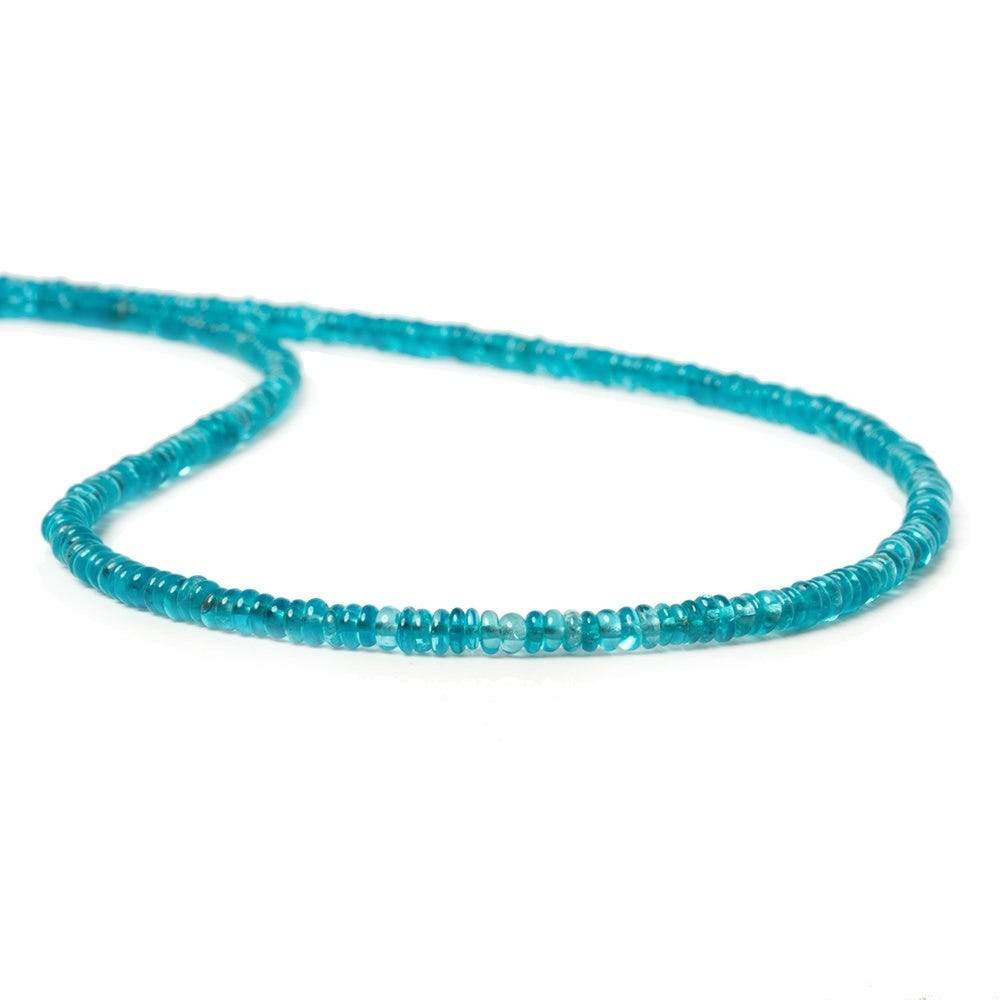 2.5-3mm Neon Blue Apatite Plain Rondelle Beads 13 inch 225 pieces - Beadsofcambay.com