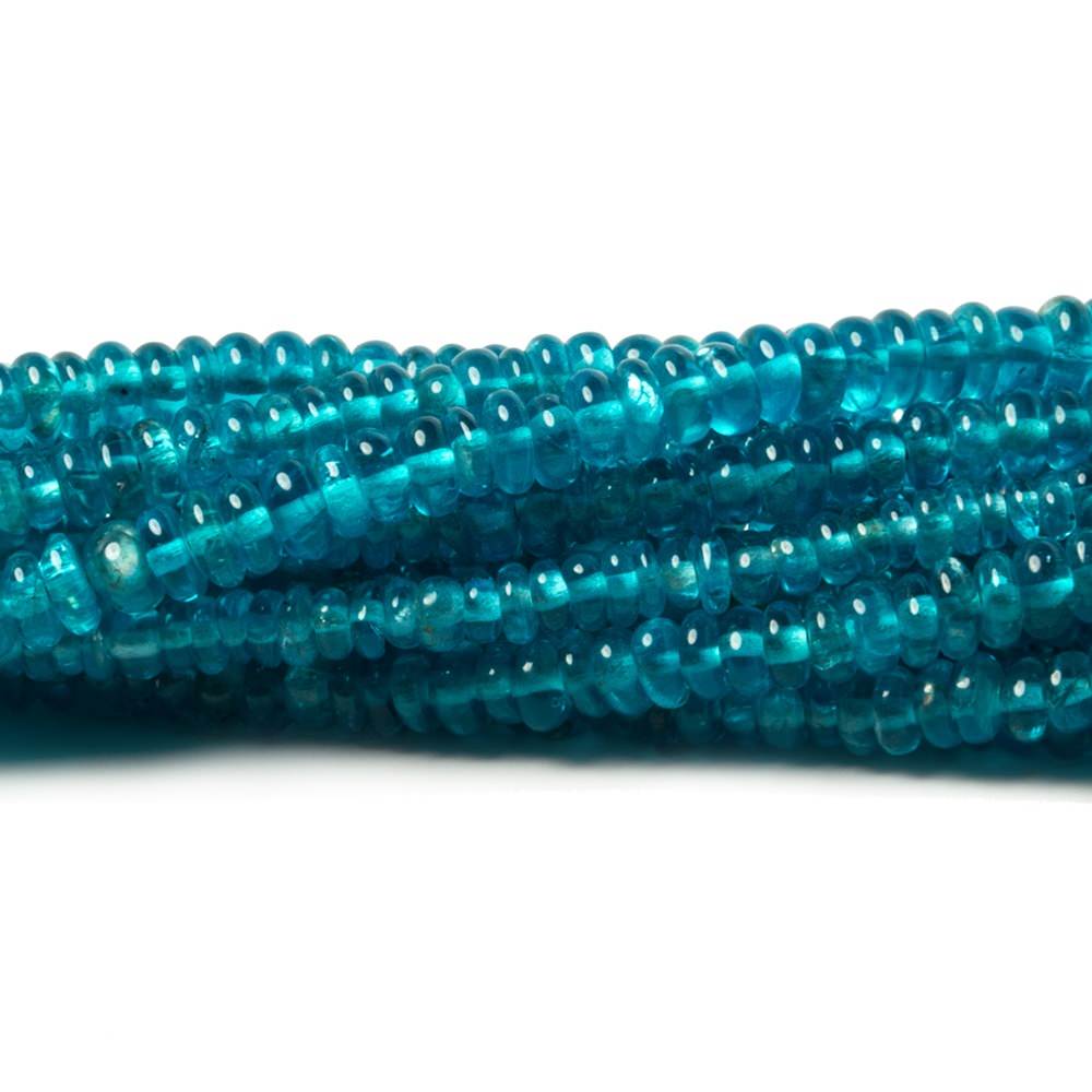 2.5-3mm Neon Blue Apatite unfaceted rondelle 13 inch 249 Beads - Beadsofcambay.com