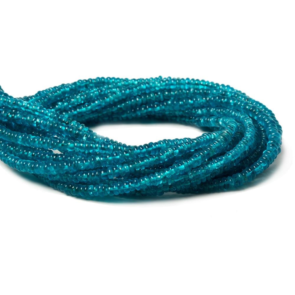 2.5-3mm Neon Blue Apatite unfaceted rondelle 13 inch 249 Beads - Beadsofcambay.com