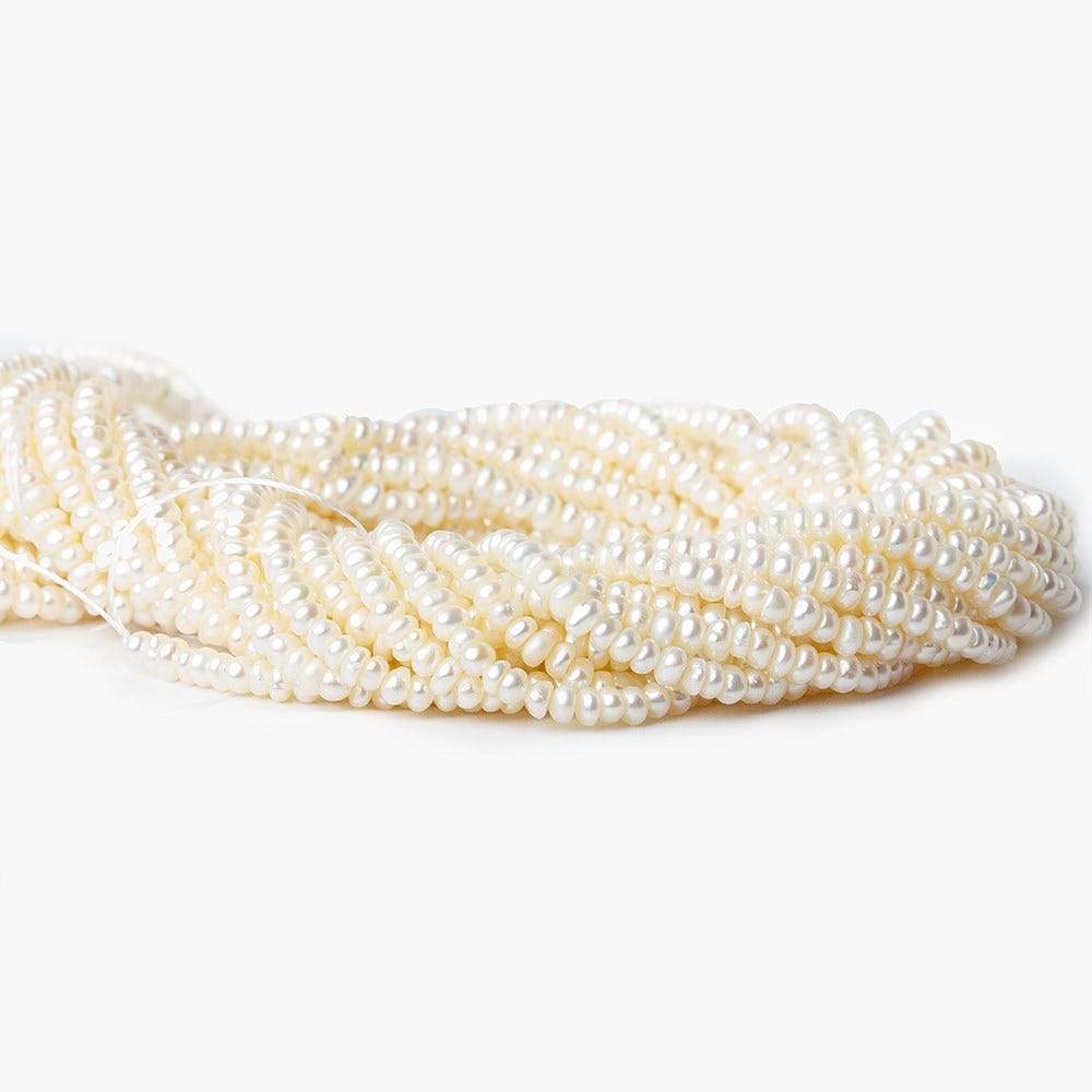 2.5-3mm Off White Center Drilled Button Freshwater Pearl 250 pieces - Beadsofcambay.com