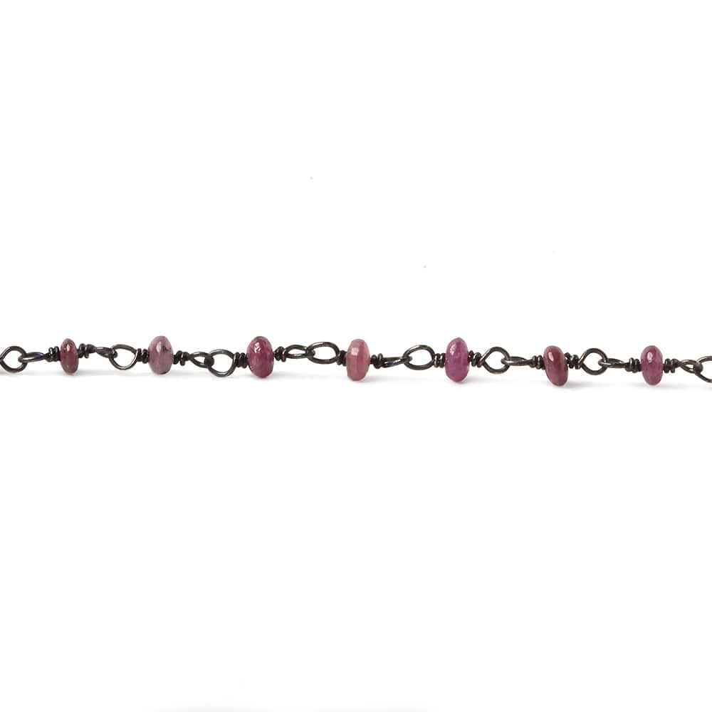 2.5-3mm Ruby plain rondelle Black Gold plated .925 Chain by the foot 48 pieces - Beadsofcambay.com