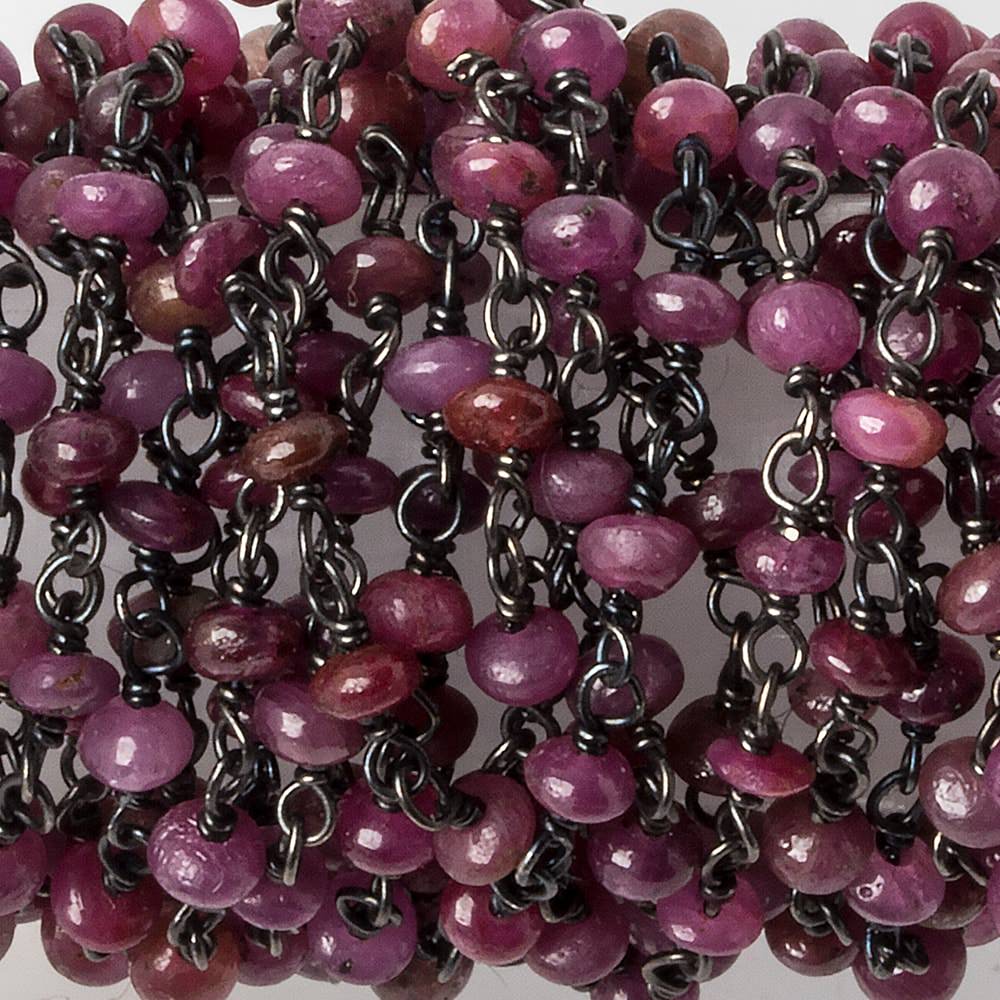 2.5-3mm Ruby plain rondelle Black Gold plated .925 Chain by the foot 48 pieces - Beadsofcambay.com